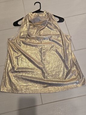 SHEIN Gold Metallic Cowl Neck Sleeveless Camisole
